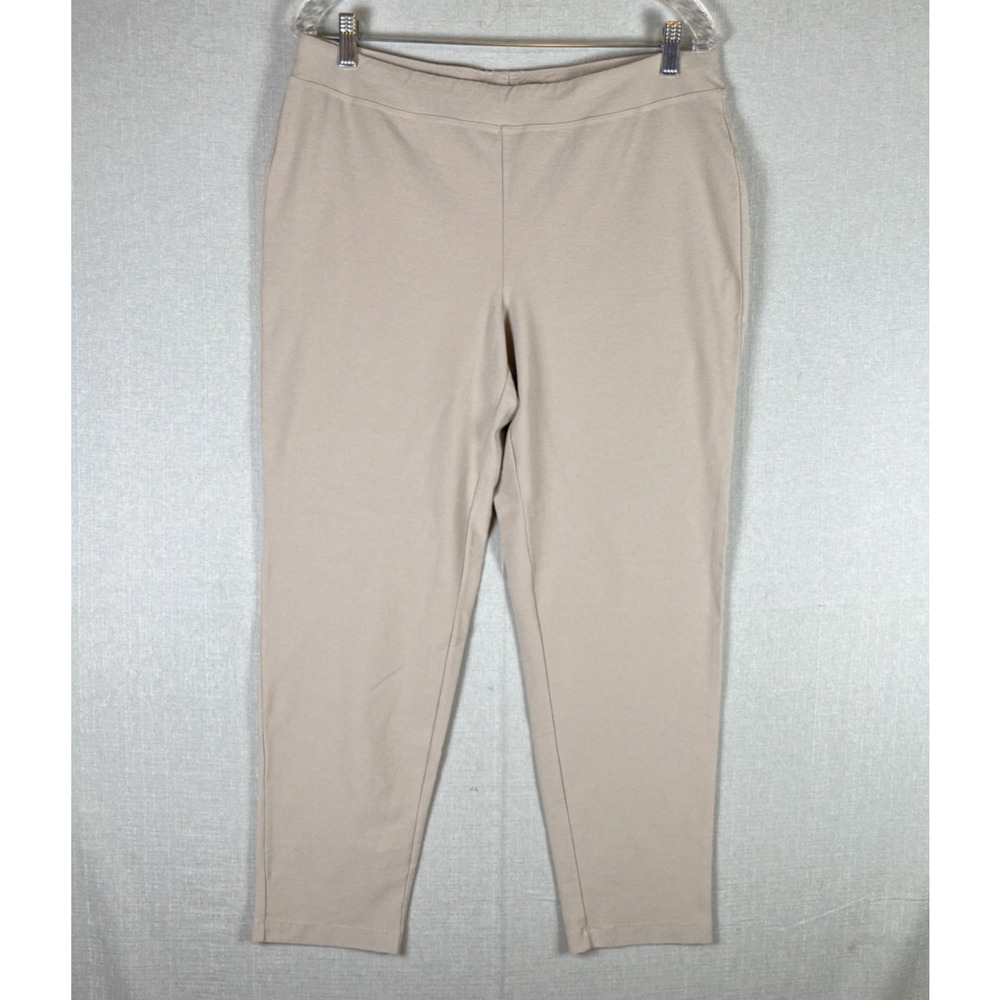 EILEEN FISHER Womens Size Medium Washable Stretch Crepe Pants Beige Tapered EUC